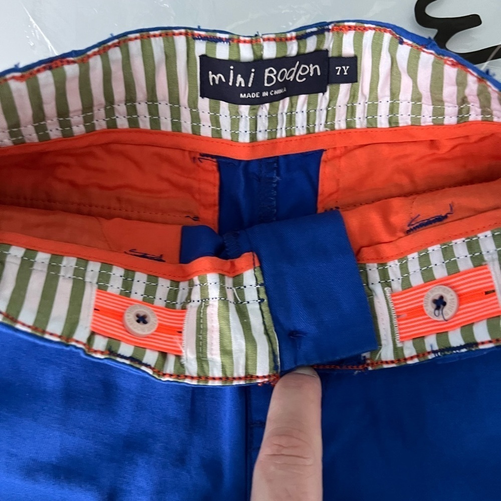 Boden blue long shorts, size 7Y, new w/tags